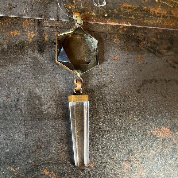 Genuine Faceted Smoky Quartz and Quartz Point Pendant/Sun Catcher, 6" - Picture 5 of 6